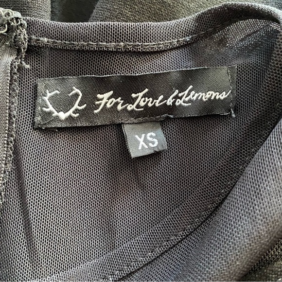 FOR LOVE & LEMONS Black Deep Vneck Black Mesh Skater Dress XS - Picture 7 of 8